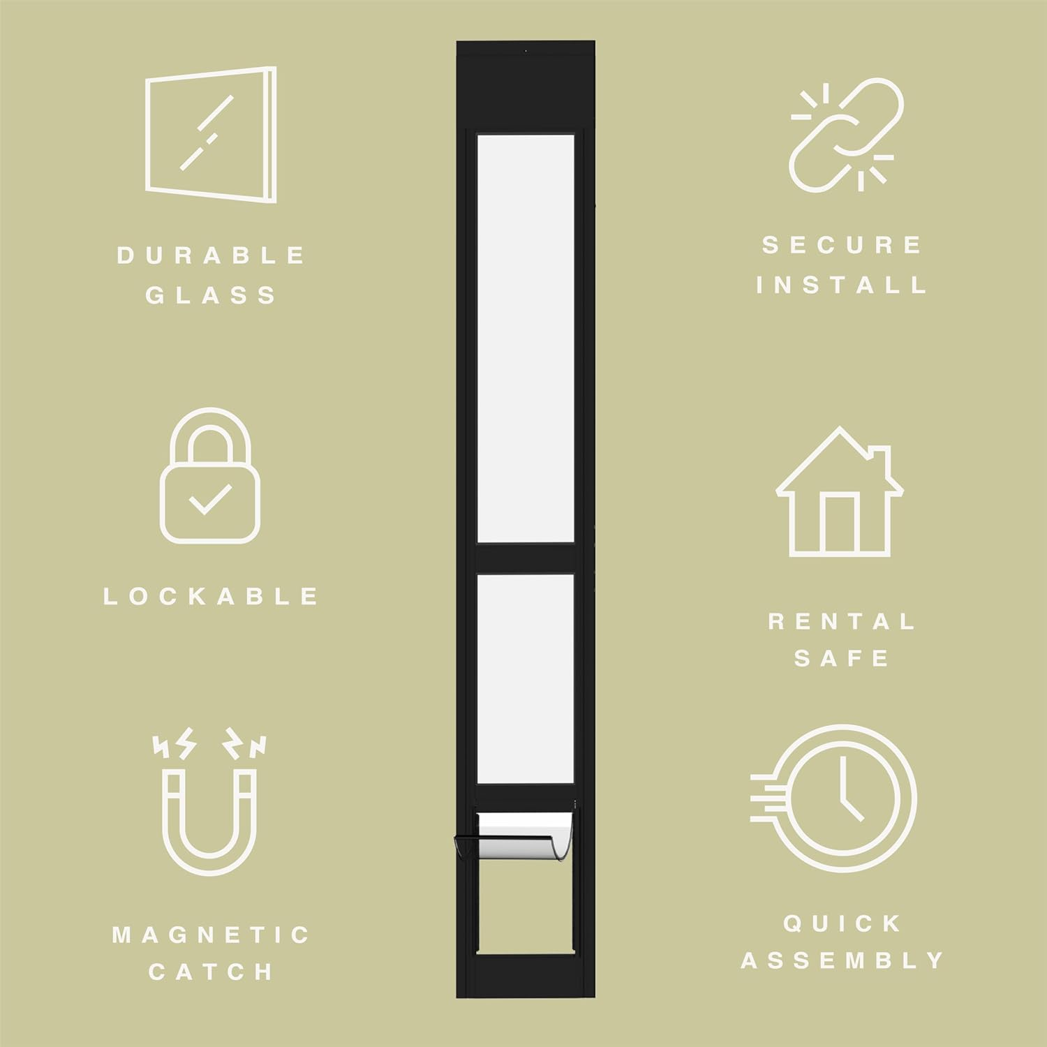 Small Black Glass Patio Pet Door