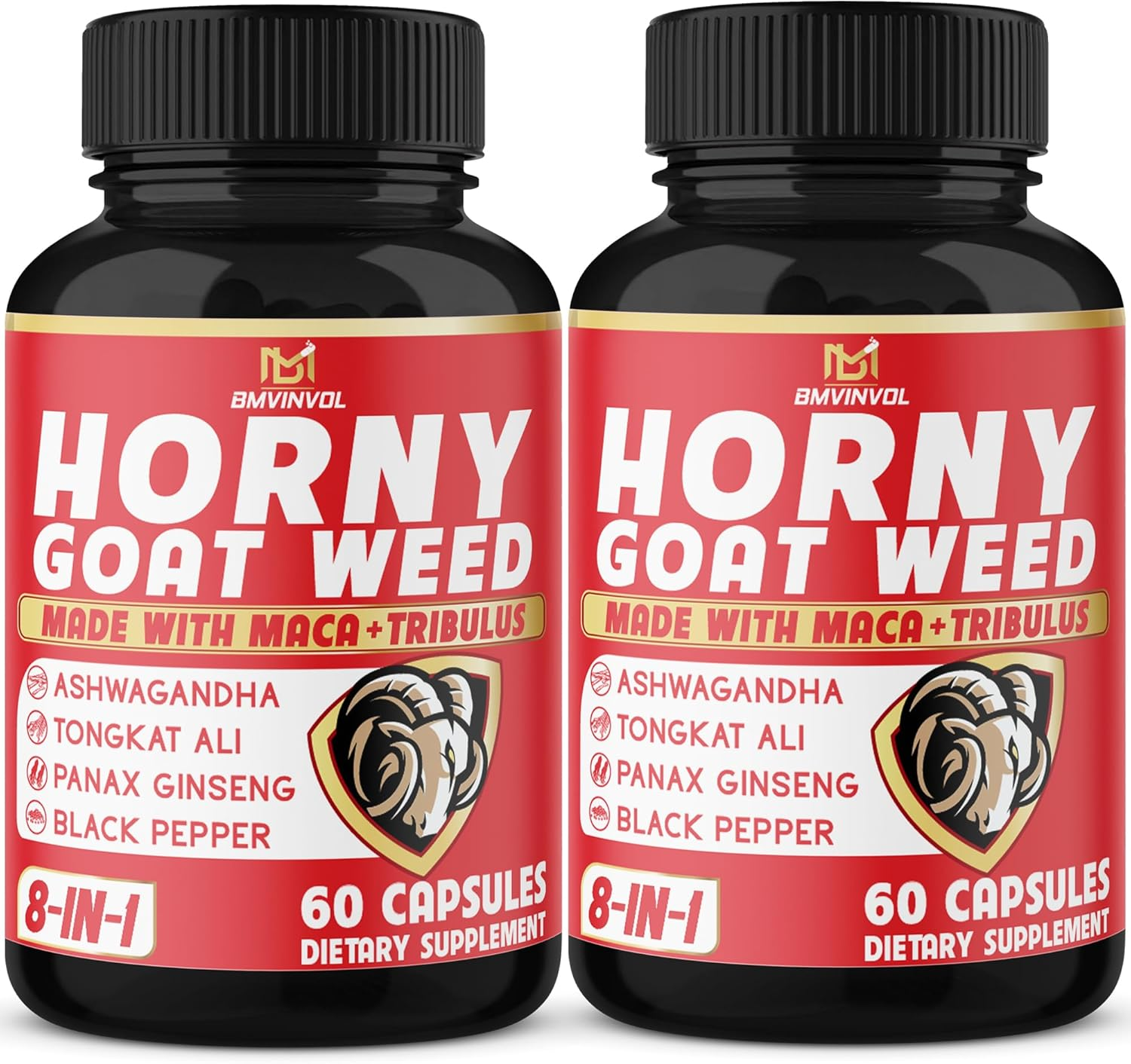 (2 Packs) Horny Goat Weed Capsules with Maca, Tribulus, Ginseng, Ashwagandha, Tongkat Ali - 120 Capsules image number 5
