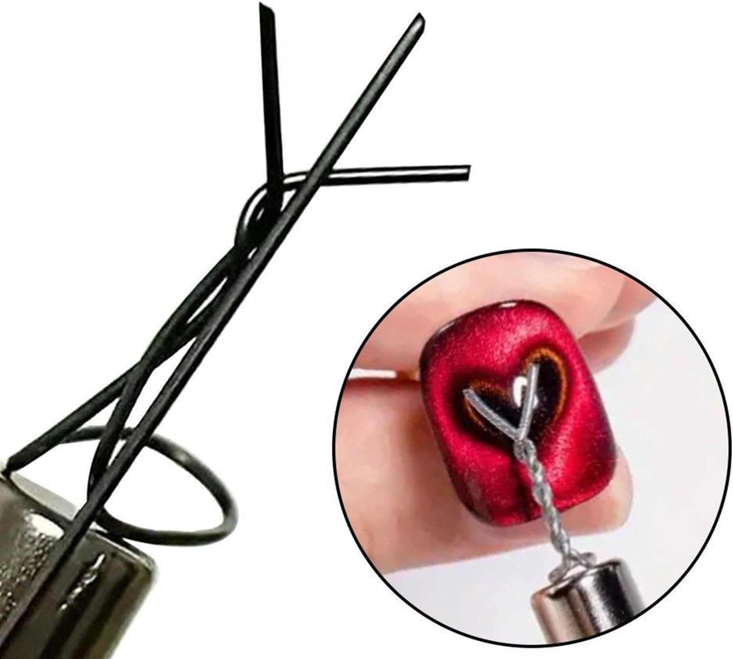 Nail Magnets,Cat Eyes Magnet Paper Clip for Nails - Strong Suction Heart Manicure Tool Wire Beauty Care for Professionals, Studio & Salon image number 2