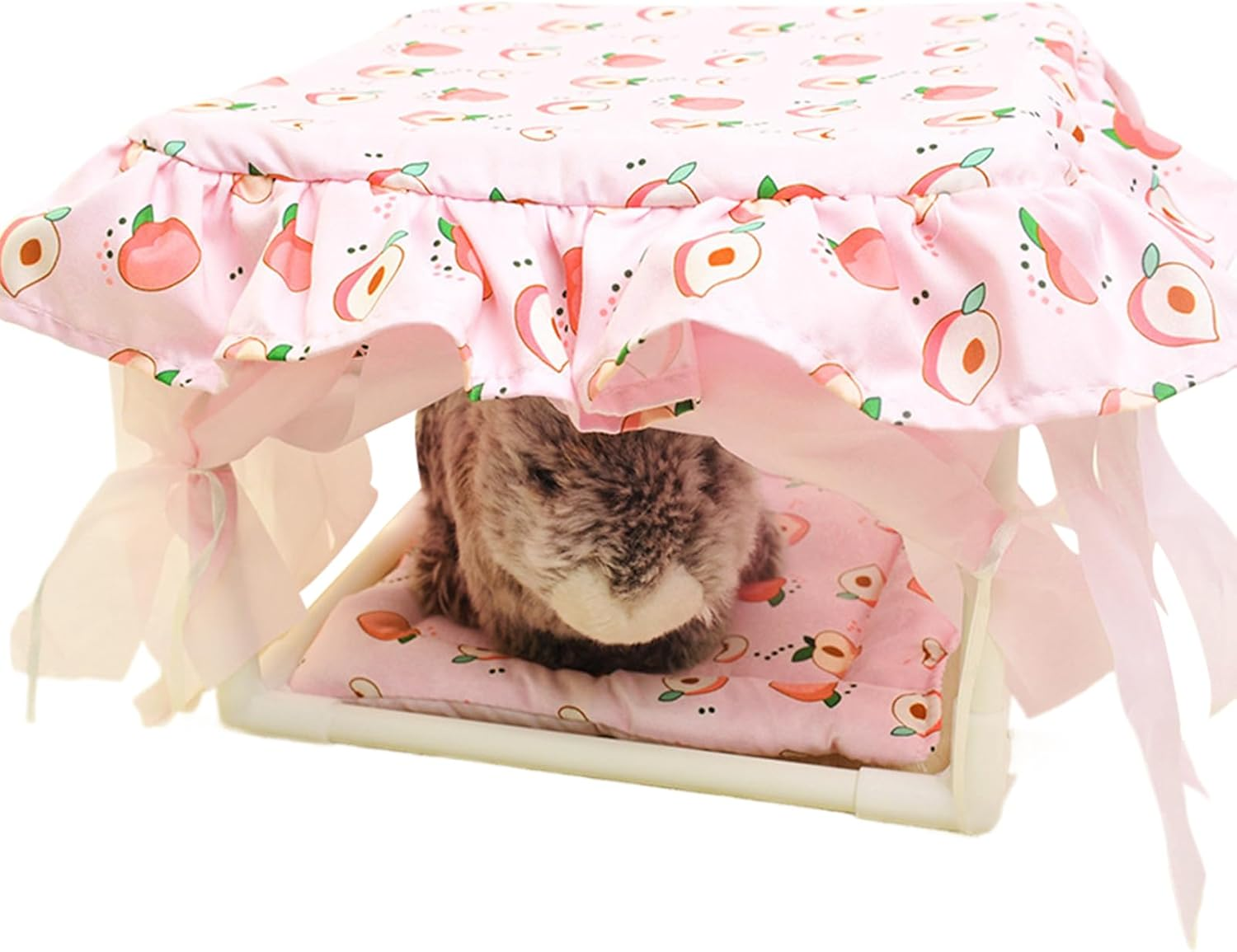Hamster Hide | Cute Small Animal Habitat Hideaway Hut - Soft Tassel Door Bedding Shelter for Mice Playroom Bunny Chinchilla Gerbil Bedroom image number 1