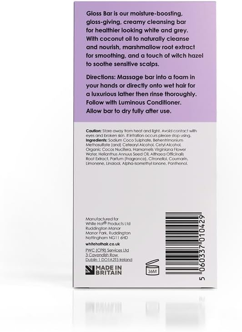 White Hot Gloss Bar Shampoo Solid Shampoo Bar (2 X Shampoo Bars) 60G Bright Shine and Silky Soft Silver White image number 3