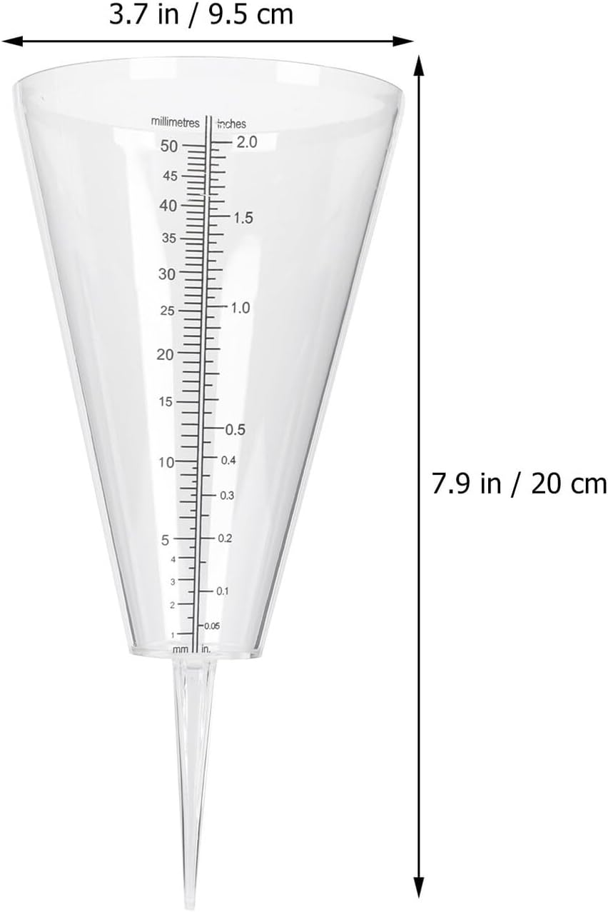Cone-Shaped Transparent Rain Gauge with Ground-Insertion Plug Accurate Rainfall Measuring Cup for Garden Irrigation Scale Plastic Rain Measuring Device image number 2