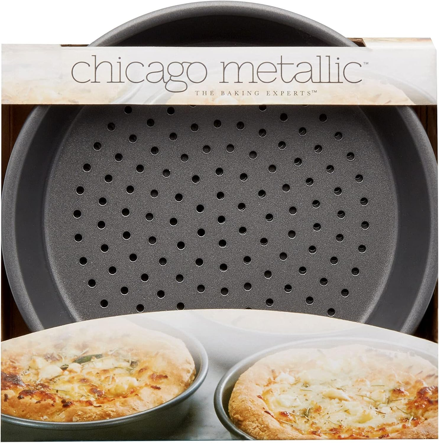 Chicago Metallic Professional Perforated Mini-Deep Dish Pizza Pan Set, 7-Inch, 4-Count image number 2