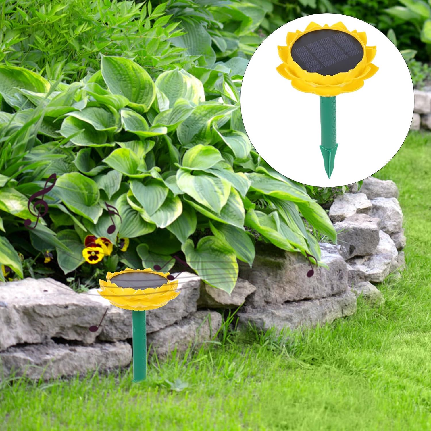 TOPPERFUN Solar Powered Lotus Speaker Outdoor Waterproof Buddhist Flower Music Player Yellow Portable Garden Courtyard Speaker for Meditation and Relaxation image number 4