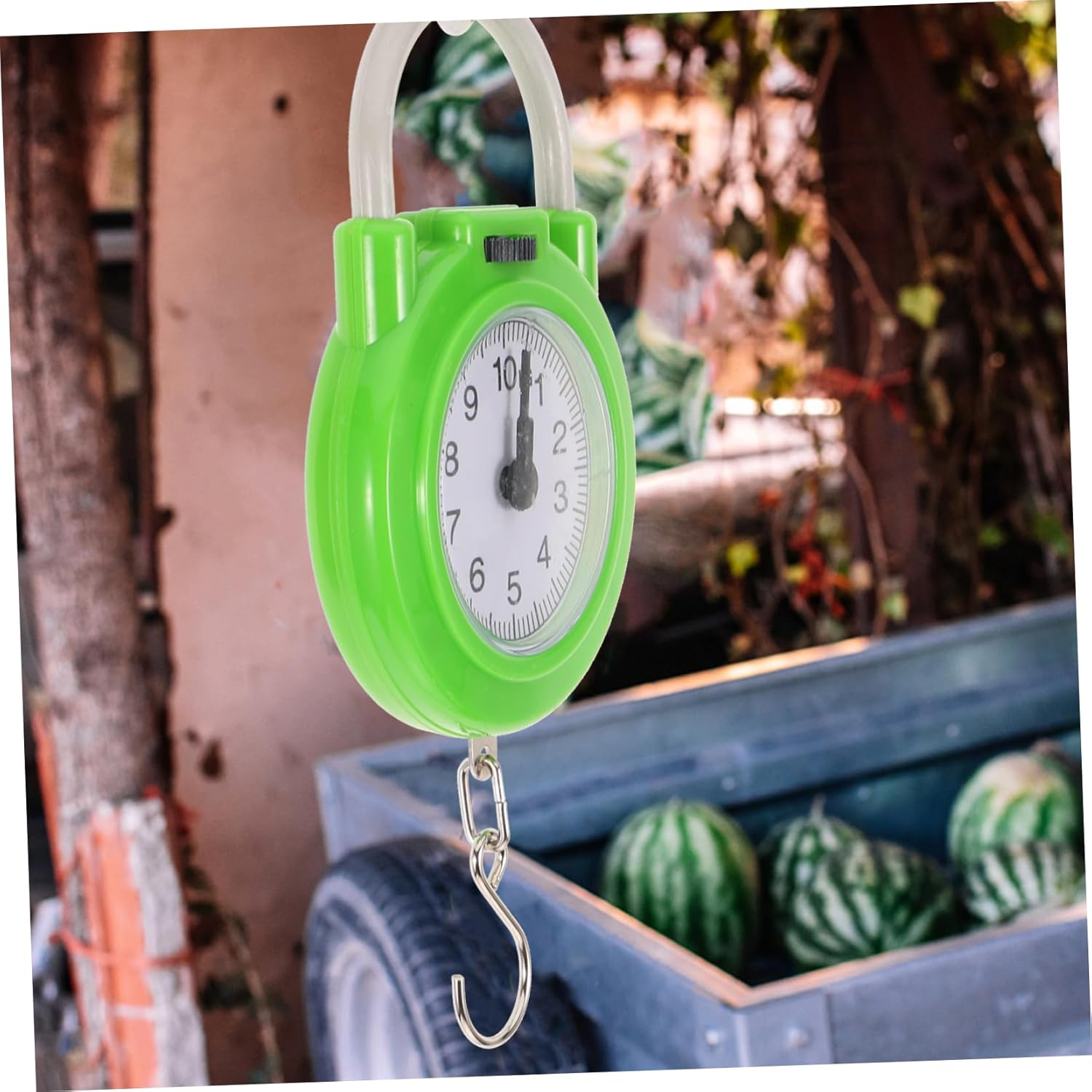 JECOMPRIS Portable Manual Spring Luggage Scale Hook High-Precision Travel Suitcase Weight Scale in Fluorescent Green Small Handheld for Home and Travel Use image number 1