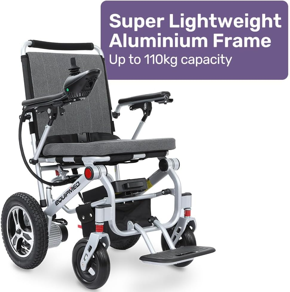 "Equipmed Ultra-Light Power Wheelchair, Tight Turning, Airline Approved, Folding, ARTG Certified, Aluminium Frame, Lithium Battery, Grey" image number 2