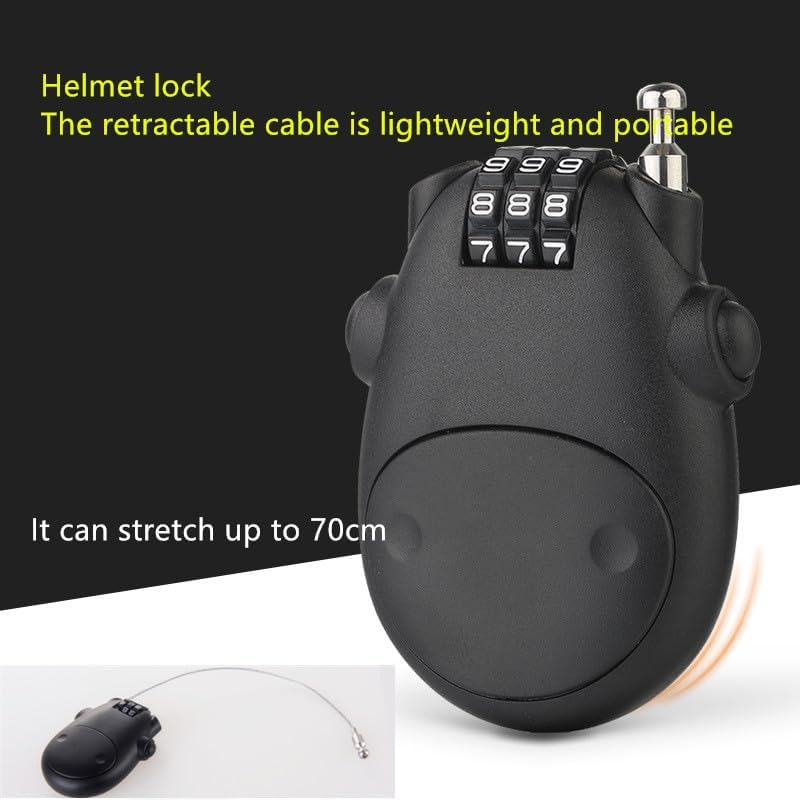 Anti-Theft Telescopic Wire Lock, 3 Position Combination Cable Padlock,Security Password Lock,Portable Padlock Locks for Luggage Locker, Wardrobe, Gym Locker,Motorcycle Helmet image number 2