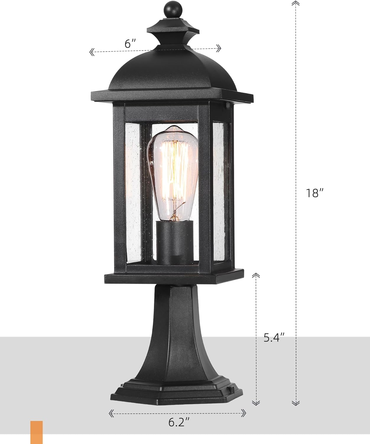 EMLIVIAR 1-Light Outdoor Post Light, Waterproof Pole Lantern Light Fixture, Exterior Lamp Posts Outdoor Lighting for Garden Patio Yard Pathway Driveway, Seeded Glass Panel, AUD03P BK image number 4