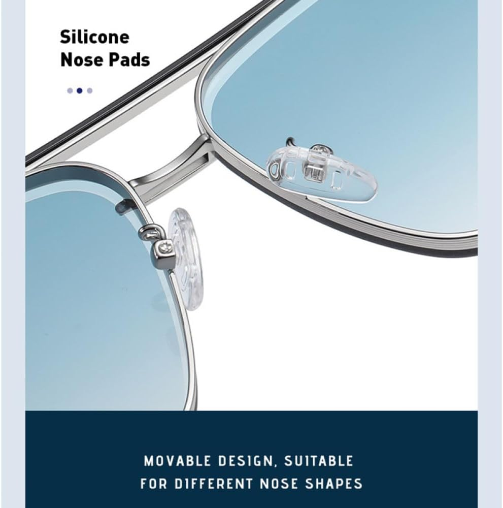 MUTYNE Gradient Sunglasses for Men Fashion Metal Big Frame Sun Glasses - Gold Blue image number 4