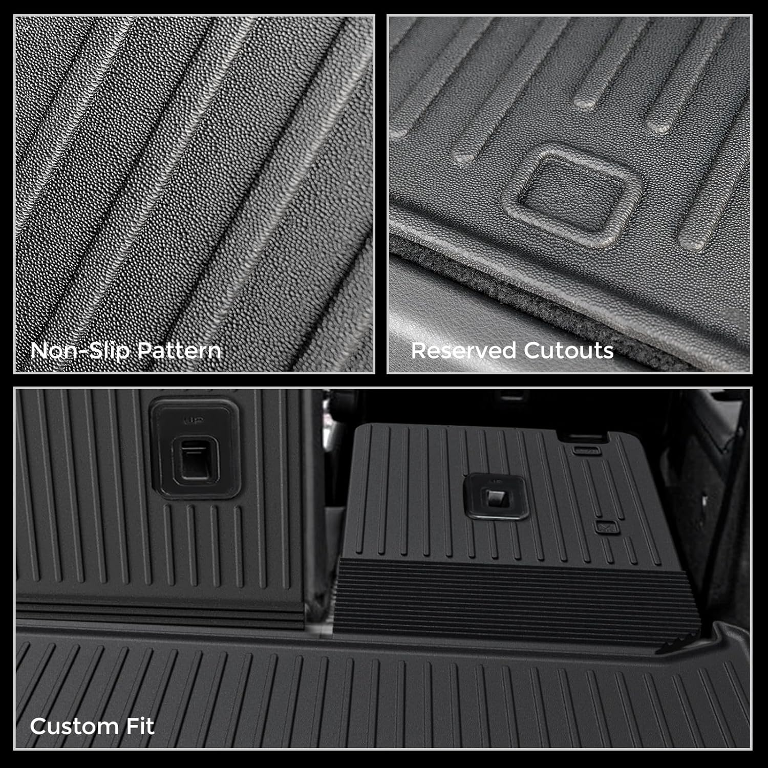 Cargo Mat for 2022-2025 Nissan Pathfinder 7/8 Passenger Accessories, Full Coverage All Weather TPE Protector Cargo Mat with Backrest Mat Trunk Mat Cargo Liner for Nissan Pathfinder Accessories image number 6