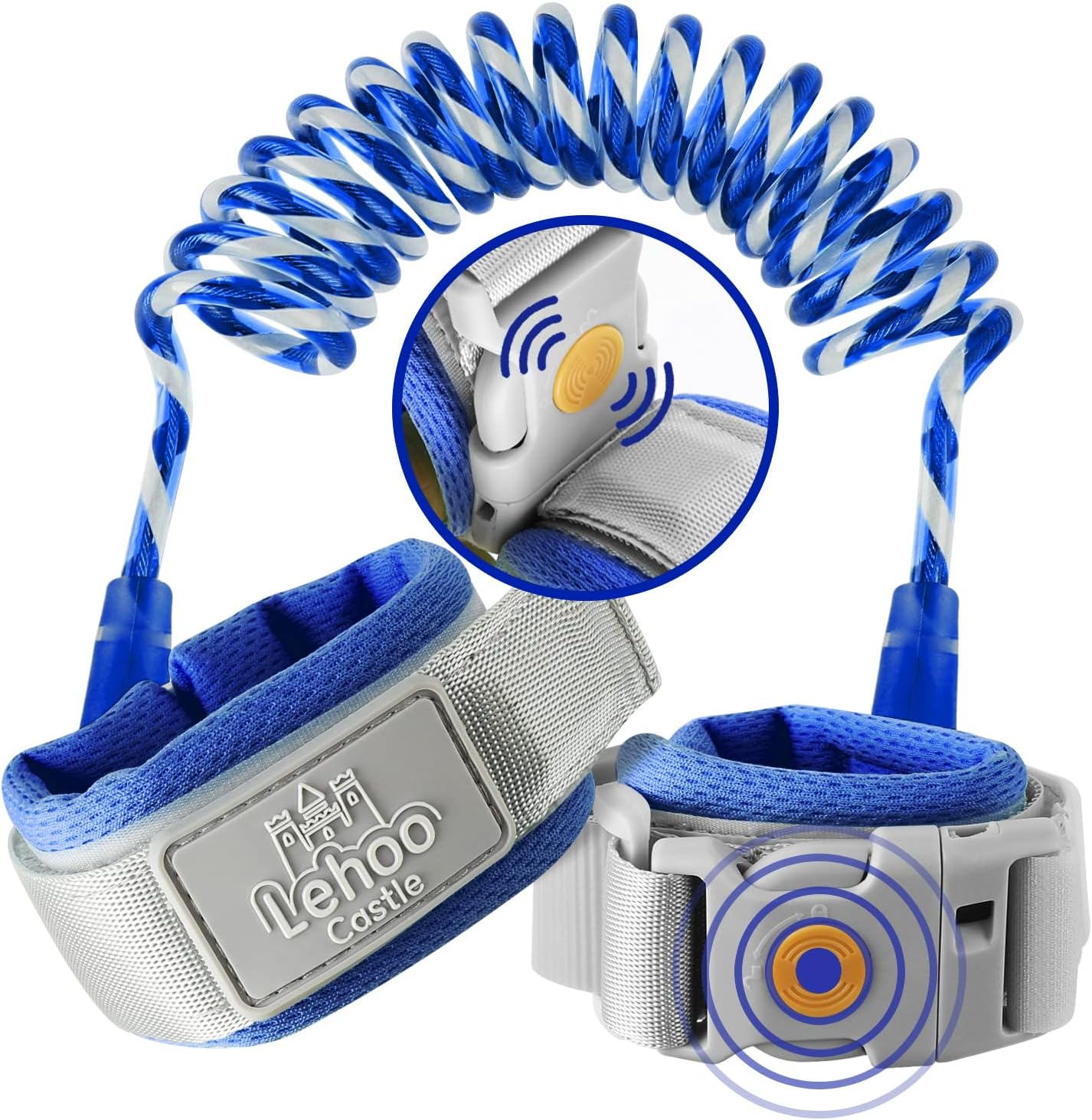 Lehoo Castle anti Lost Wrist Link Safety Harness, 1.5M Toddler Harness Leash for Kids, Adjustable Walking Strap, 360&deg; Rotation Baby Safety Harness with Induction Lock (Dark Blue)