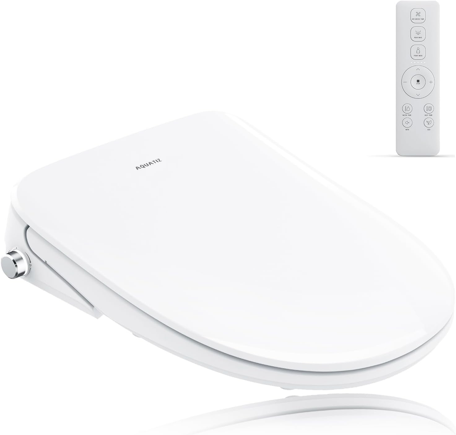 AQUATIZ D-Shaped Smart Toilet Seat, Electric Bidet Seat with Self-Cleaning Nozzle, Oscillating Cleaning,Adjustable Warm Water, Deodorizer, Air Dryer,Night Light,Soft Close (Remote Control) image number 4