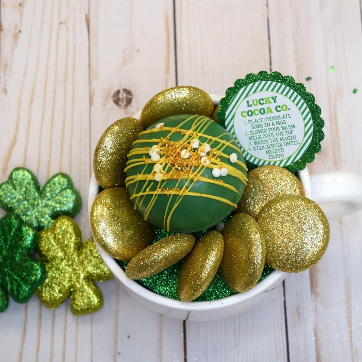 Lucky Cocoa Co. Festive Mug Themed St. Patrick'S Day Hot Cocoa Bomb Sticker Labels, Total of 40 2" Circle Stickers (20 Sets of 2) by Amandacreation