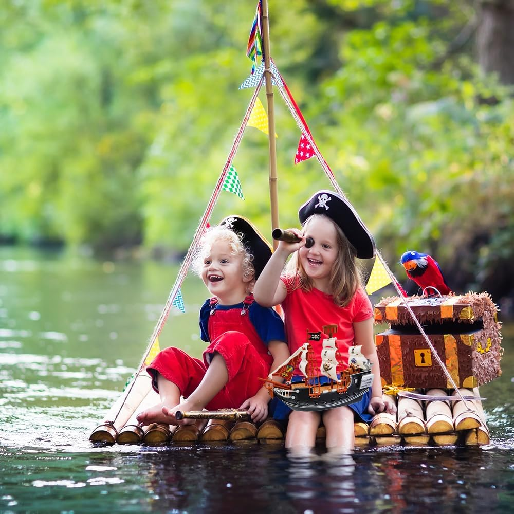 The Dreidel Company Detailed Pirate Boat Ship Adventure Playset, Pirate Fun Toy, Party Favors, 10" image number 2