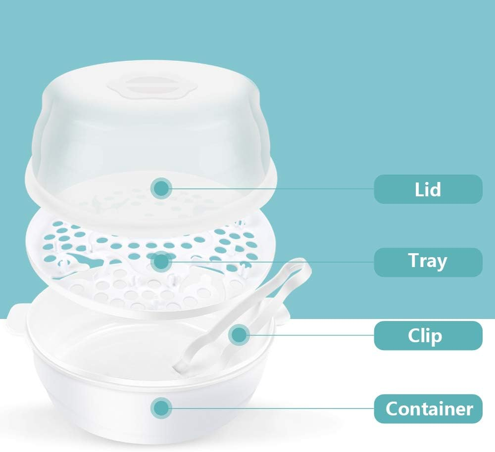 Microwave Bottle Sterilizer, Microwave Bottle Sterilizer Steam Sterilizer Fits 6 Baby Bottles for Baby Bottles Pacifiers Cups Disinfect in 2-6 Minutes image number 1