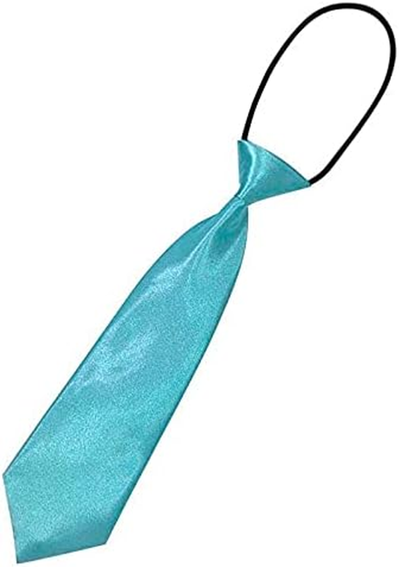 Young School Boy, Kids, Child, Toddler Wedding Solid Color Elastic Ties Necktie