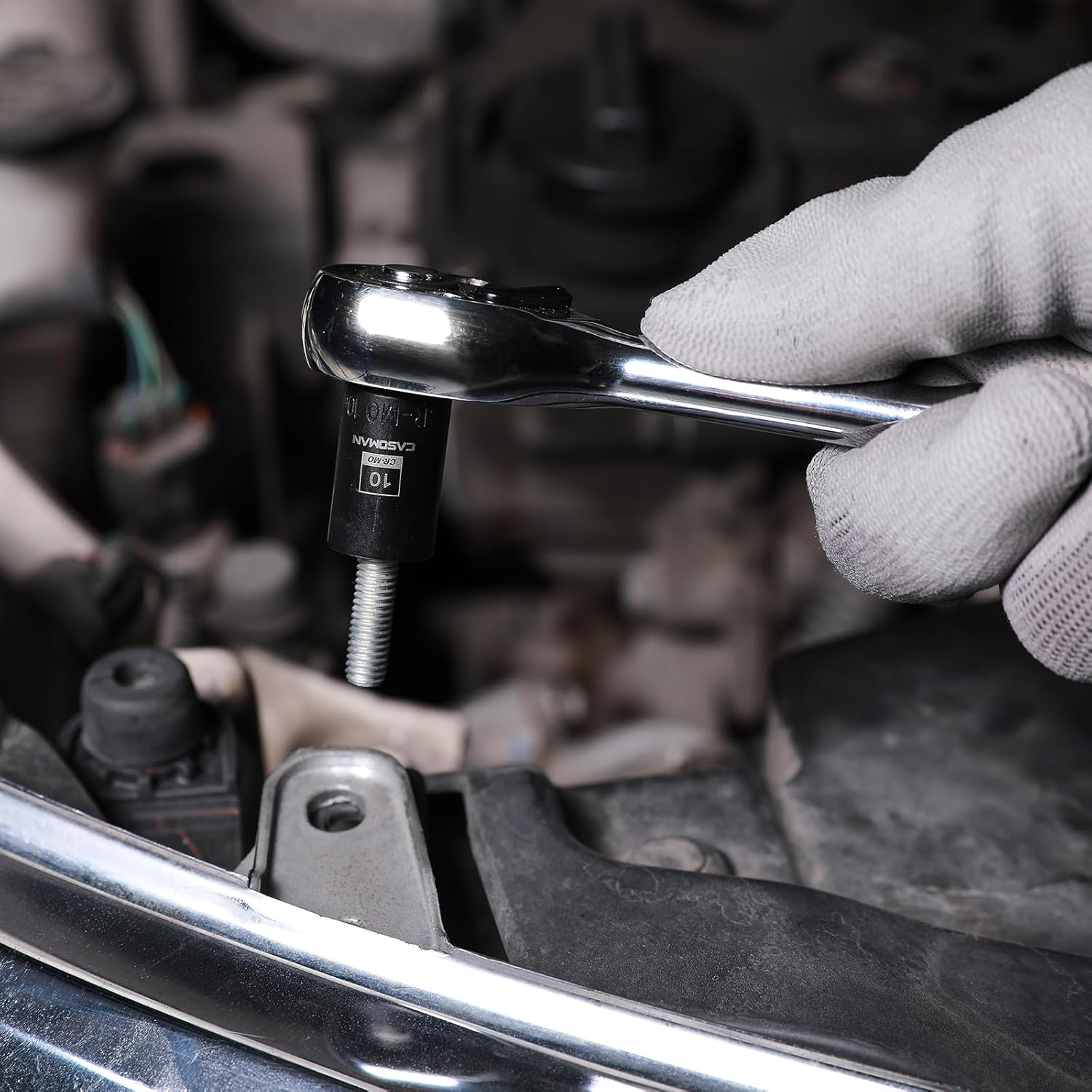 CASOMAN 14PCS 1/4"Drive Magnetic Impact Socket Set, Shallow, 6-Point, Metric, 4Mm to 15Mm, CR-MO Steel image number 2