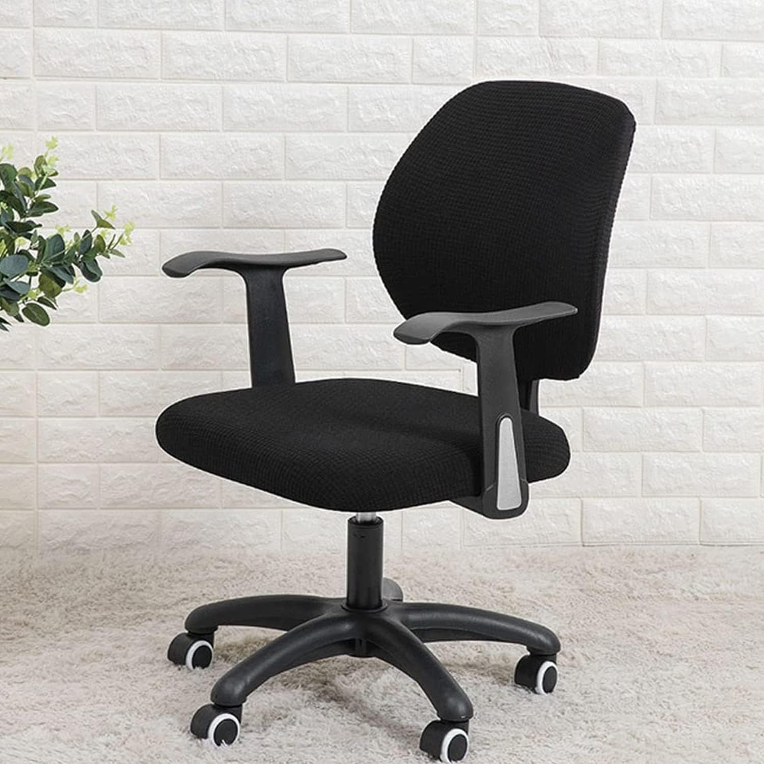 Yikko Office Chair Covers, Elastic Stretch Computer Chair Seat Slipcovers Super Fit Anti-Dust Desk Seat Cover Spandex Removable Washable Kitchen Chair Protective Cover (Black) image number 3