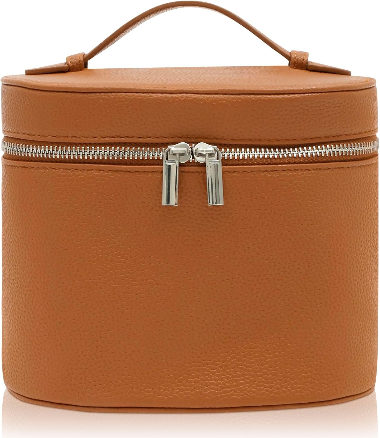 NIPUAEGO Vanity Case Makeup Bag, Smooth Zipper Design Portable Cosmetic Leather Make up Case with Handle for Shopping Travel Date Party 20.5&times;14&times;16Cm image number 4