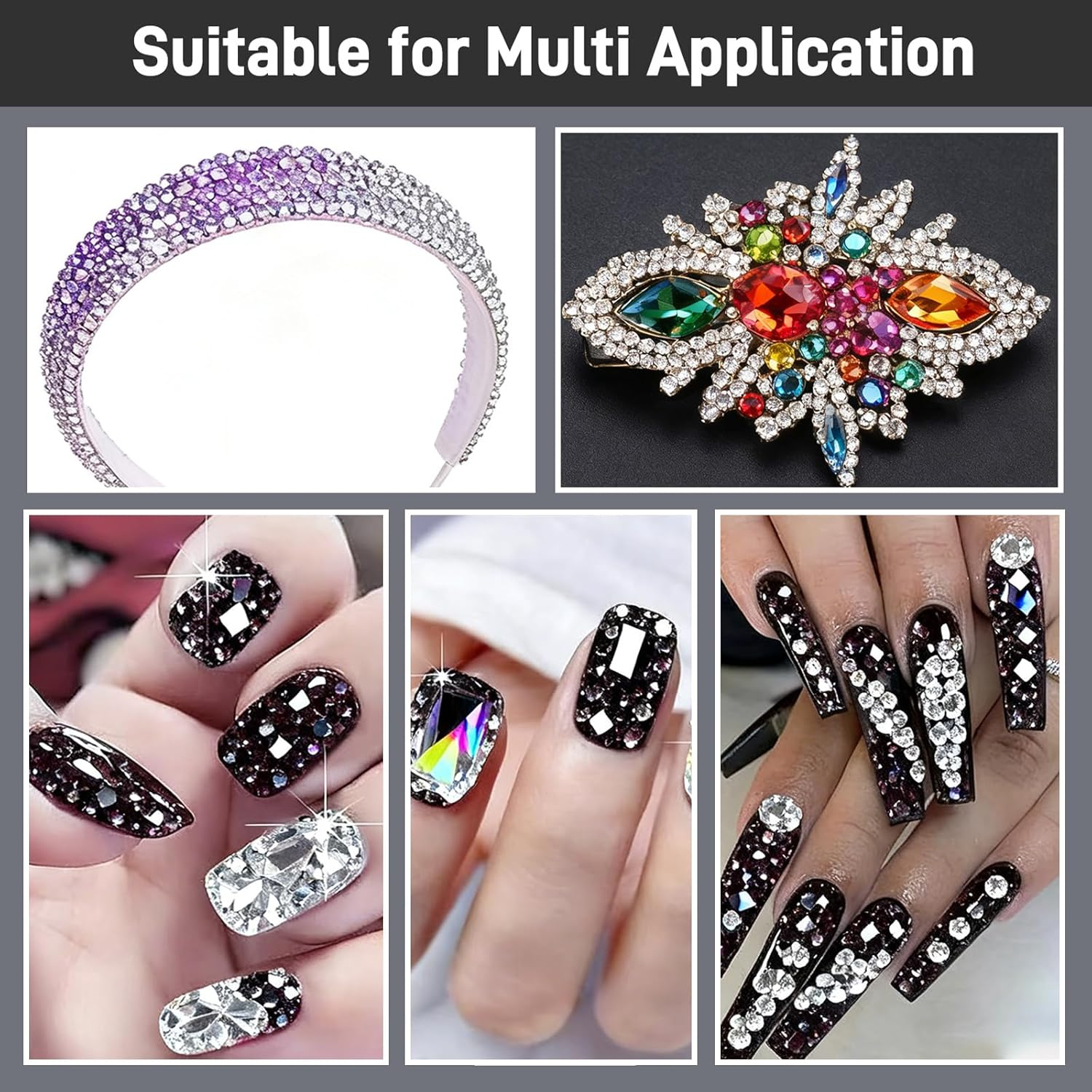 Hrenvaxil Rhinestones, Bedazzler Kit, 12 Pack (3-5Mm) round Plastic Craft Beads for Nail Rhinestones, DIY Jewelry, Party Favors