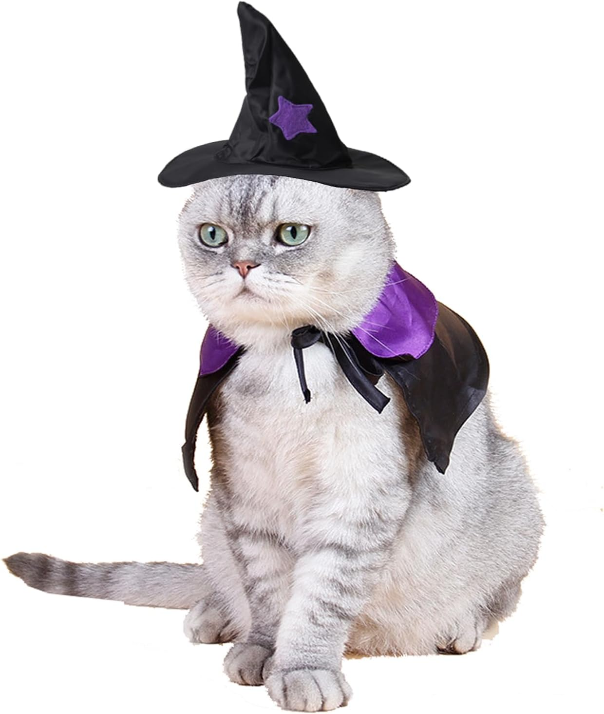 Halloween Dog and Cat Vampire Cape and Hat Wizard Cloak Set Party Dress up for Pet Puppy Rabbit (S)