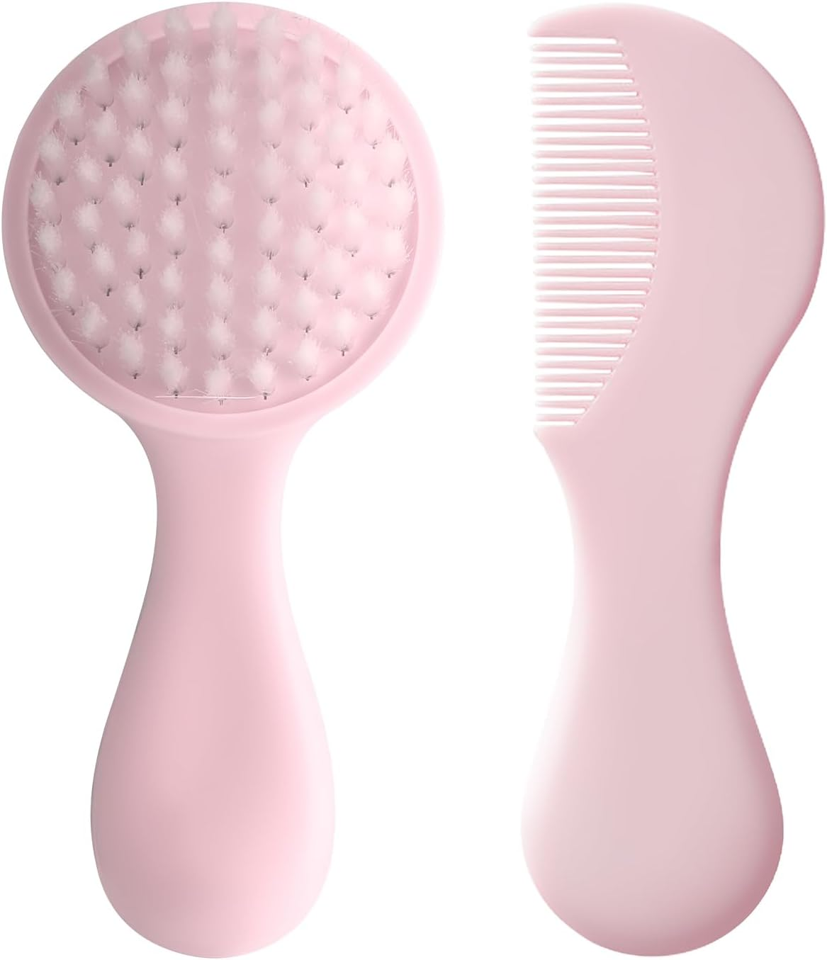 Baby Hair Comb Set Soft Baby Hair Brush Baby Comb Hair Comb Set Newborn Baby Hair Brush and Comb Set Baby Care Hair Brush for Girls and Boys,Ideal Present for Baby Pink image number 3