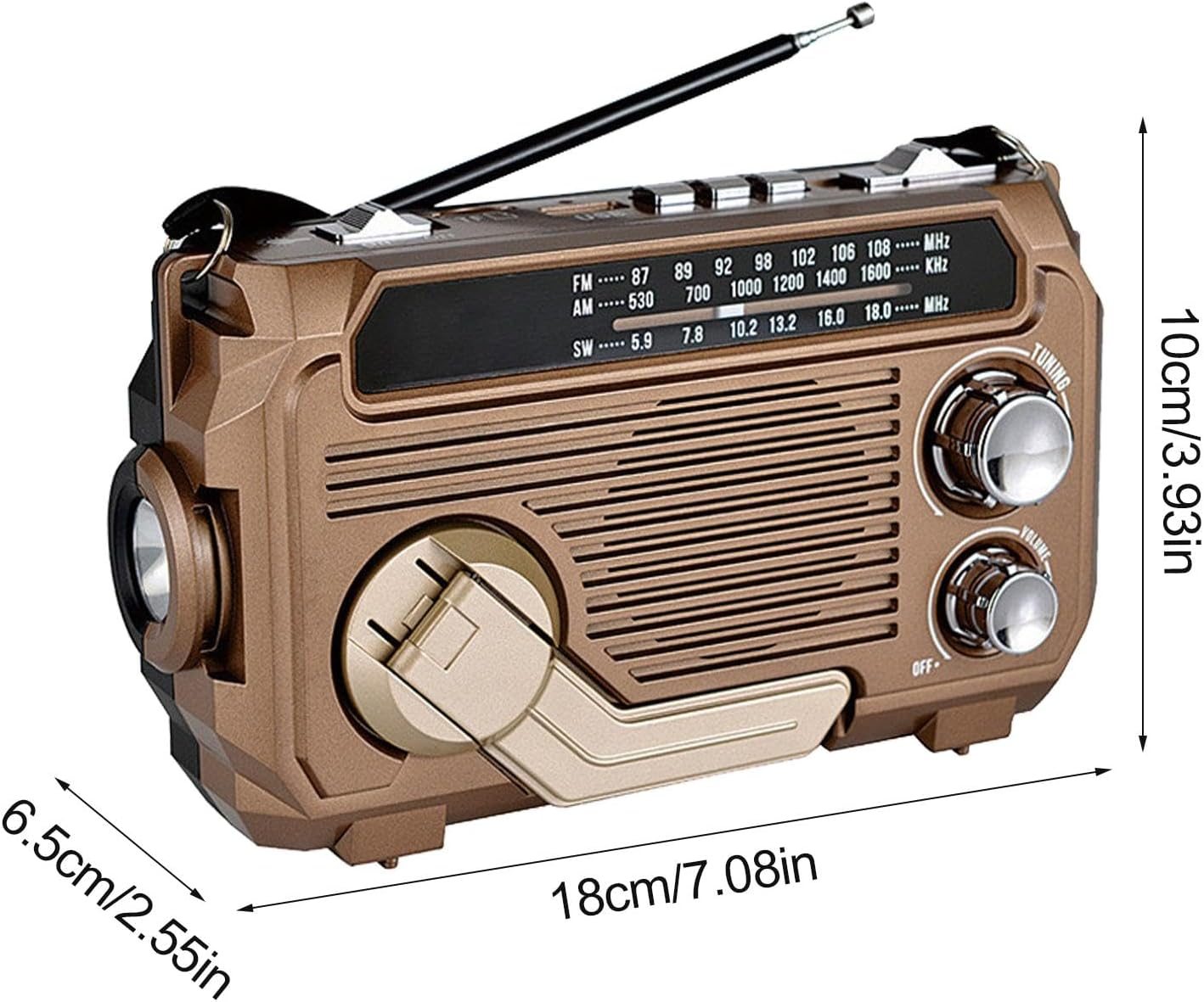 Hand and Solar Radio - Portable Radio Flashlight,Wireless AM/FM/SW Radio, 3 Way Charging Battery Operated Radio Survival Gadget for Indoor Outdoor image number 3