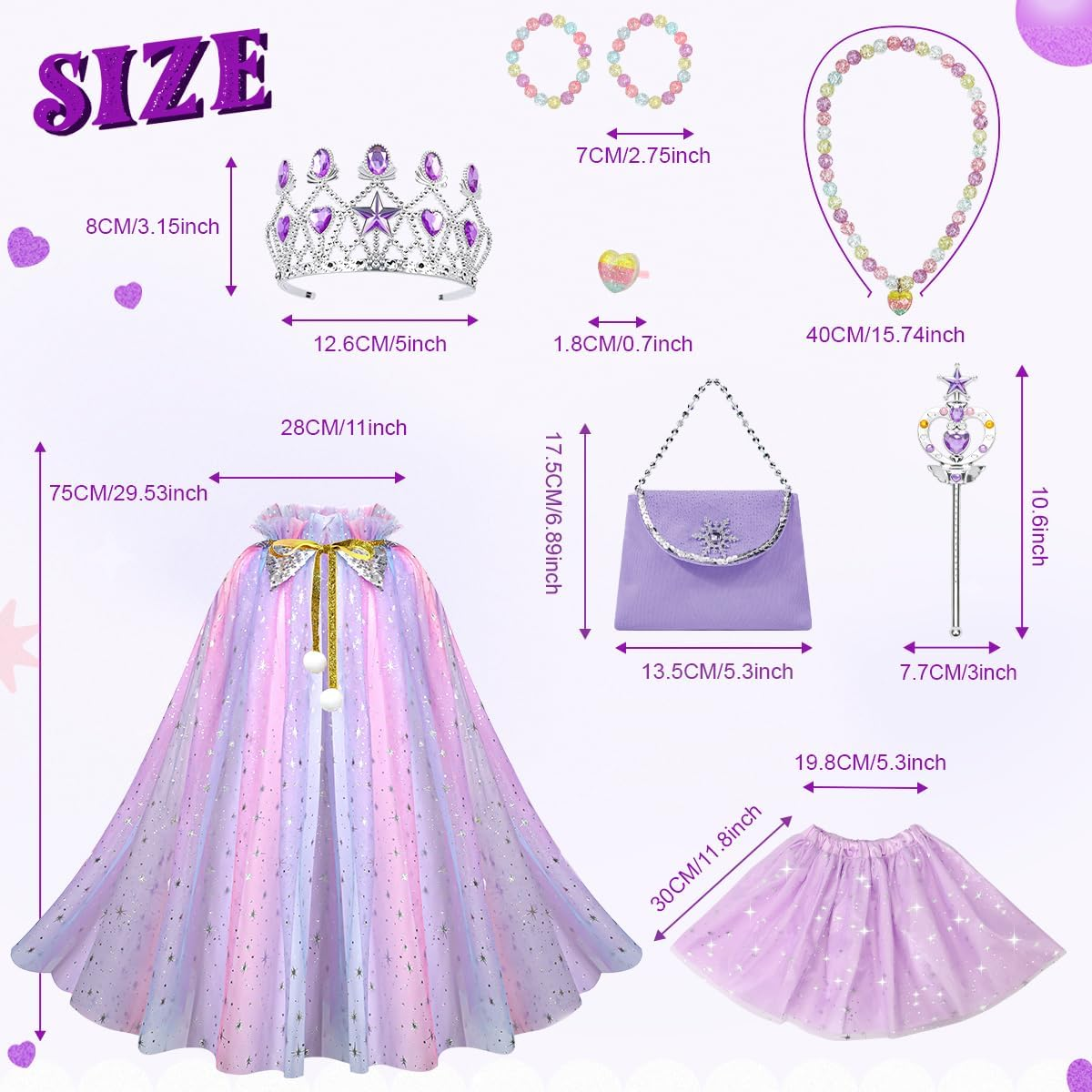 Meland Princess Dress up Clothes for Little Girl, 11Pcs Princess Cape with Crown, Princess Dresses for Girl 3-8 Birthday Gift - Pink image number 5