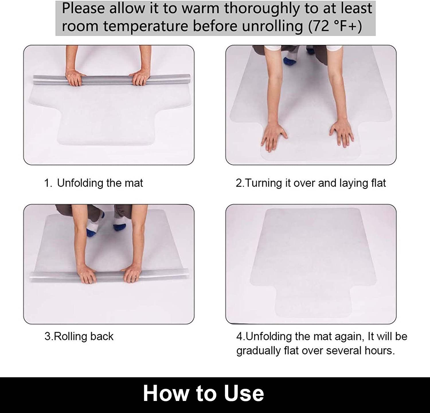 Aibob Chair Mat for Low Pile Carpet Floors, Flat without Curling, 36 X 48 In, Office Carpeted Floor Mats for Computer Chairs Desk image number 6