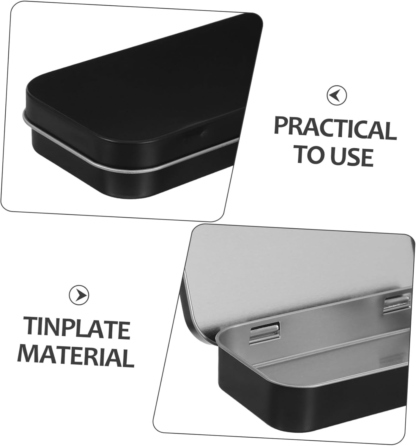 Iplusmile Small Rectangular Hinged Tin Box Container Tinplate Metal Storage Tins with Lid Portable Organizer for Jewelry Crafts Home Office Use image number 3