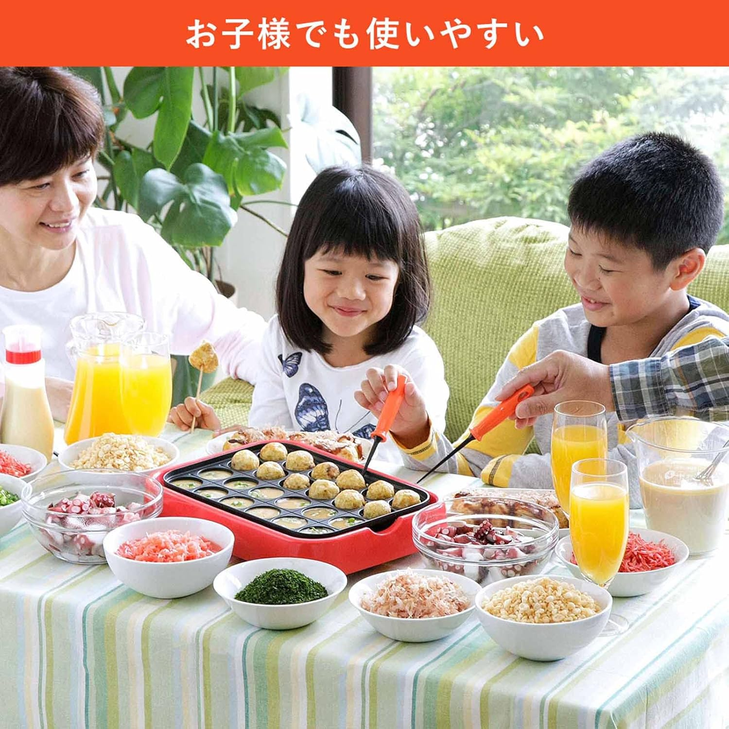 Shimomura Planning 32877 Hot Plate Scratch Resistant Octopus Picks, Set of 2, Made in Japan, Dishwasher Safe, Heat Resistant, Won'T Damage Hot Plates, Takoyaki, Easy to Rebound, round Tip, Kids image number 2