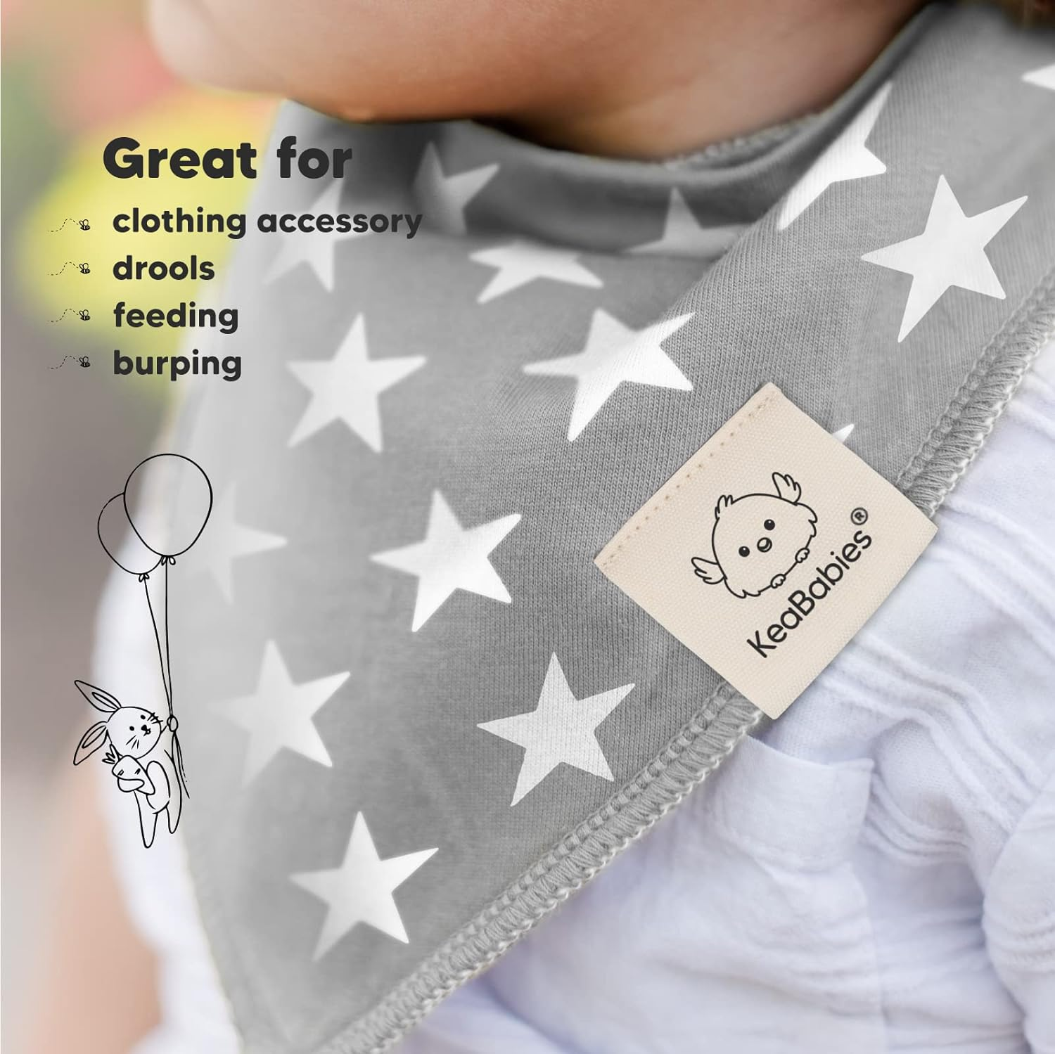 10-Pack Organic Baby Bandana Bibs - Organic Cotton Bandana Bibs for Boys, Girls - Super Absorbent Bandana Drool Bibs - Teething Bibs - Baby Bibs for Infant, Toddler (MONOS) - Butterflies image number 3