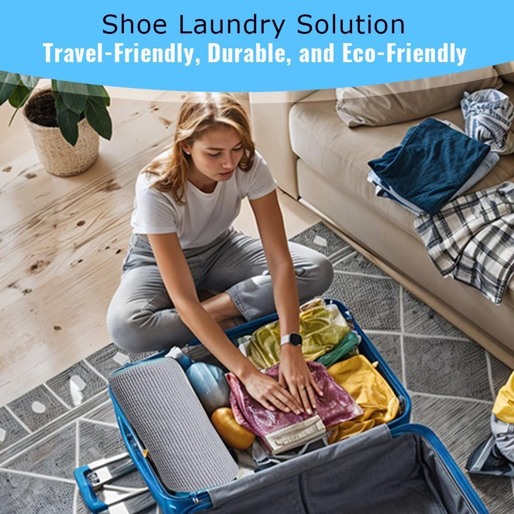 5-Piece Combo: 2Pcs Shoe Washing Machine Bags + 3Pcs 10X12 Inches Delicates Wash Bags, Reusable Travel Laundry Bags image number 3