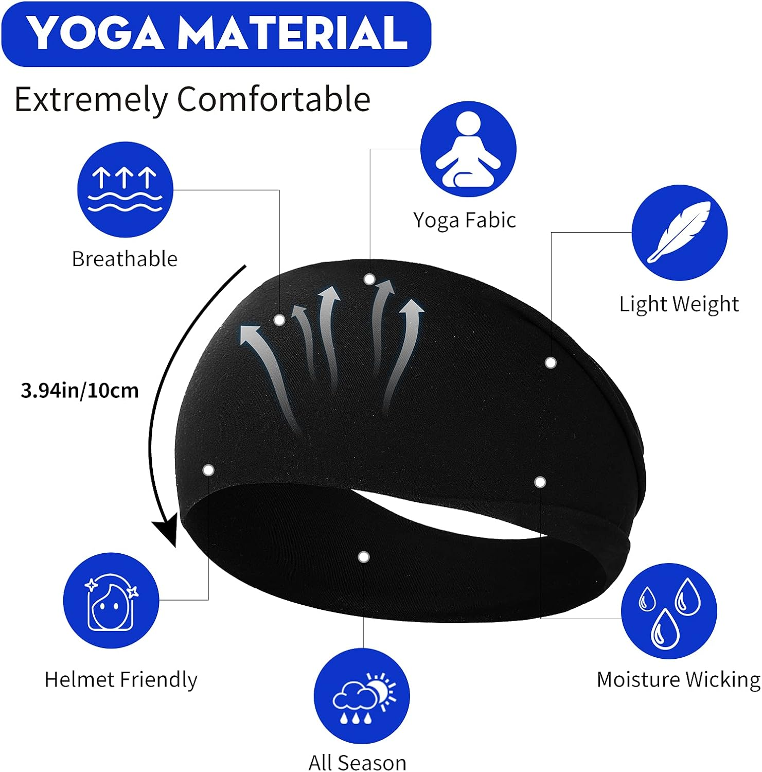 RITOPER Boho Black 4 Inches Wide Headbands for Women, 10 Pack Yoga Workout Head Bands Hair Bands for Women'S Hair, Leopard Print, Hiking, Tennis, Cycling, Running