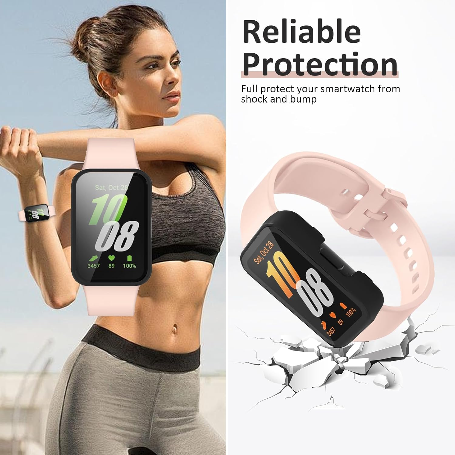 [2 Pack] Hard PC Cases for Samsung Galaxy Fit 3 Cases, Full Coverage All-Around Protective Bumper Cover for Galaxy Fit 3 Screen Protector Case Accessories - Black + Black image number 6