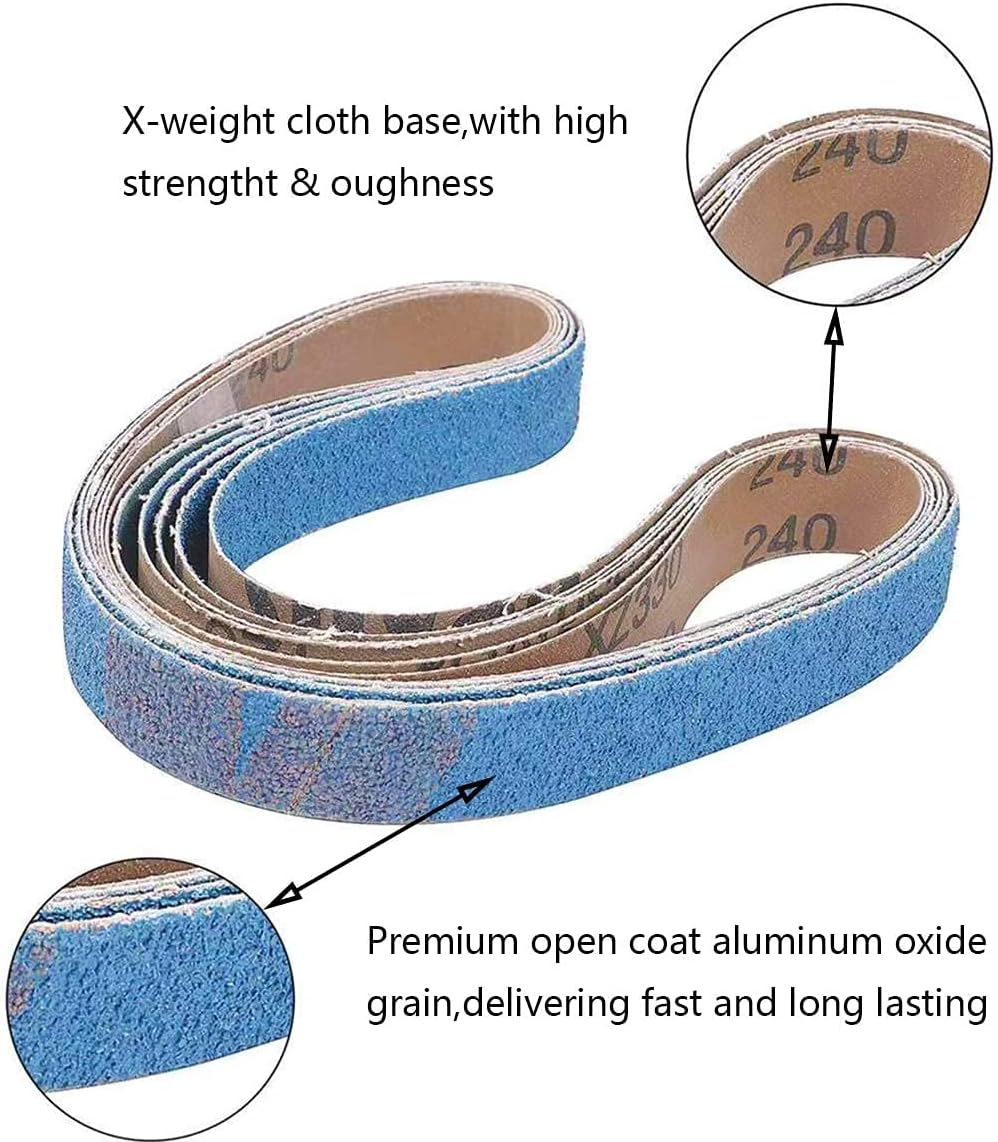 13Mm X 457Mm Aluminum Oxide Sanding Belts, 40/60/80/120/Assorted Grits Sanding Belt for Belt Sander (24 Pack) image number 5