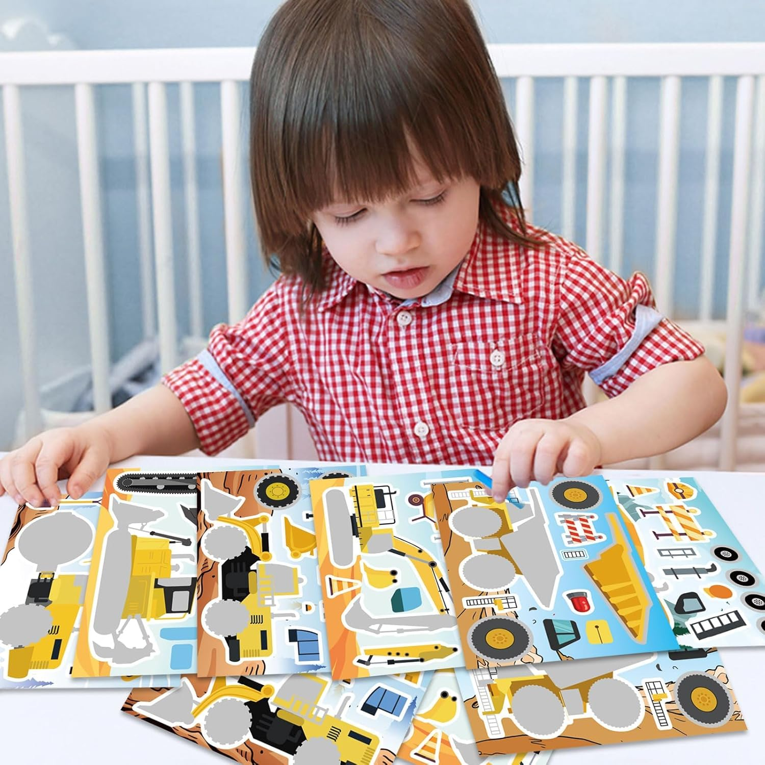 24 Sheets Construction Vehicle Stickers, Multicolored, Cartoon Style, Paper Material, Suitable for Glass, Plastic, Metal, Wall, Window, Car, Wall, Laptop, Construction Themed Party Favors