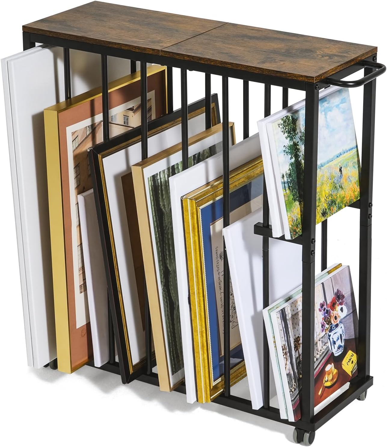 Ikkle Art Canvas Storage Rack, Drying Painting Rack with Wheels, Art Storage Easel Display Stands for Storage Canvas, Frame, Crafts, Drawing Boards and Artwork in Studio, Gallery image number 1
