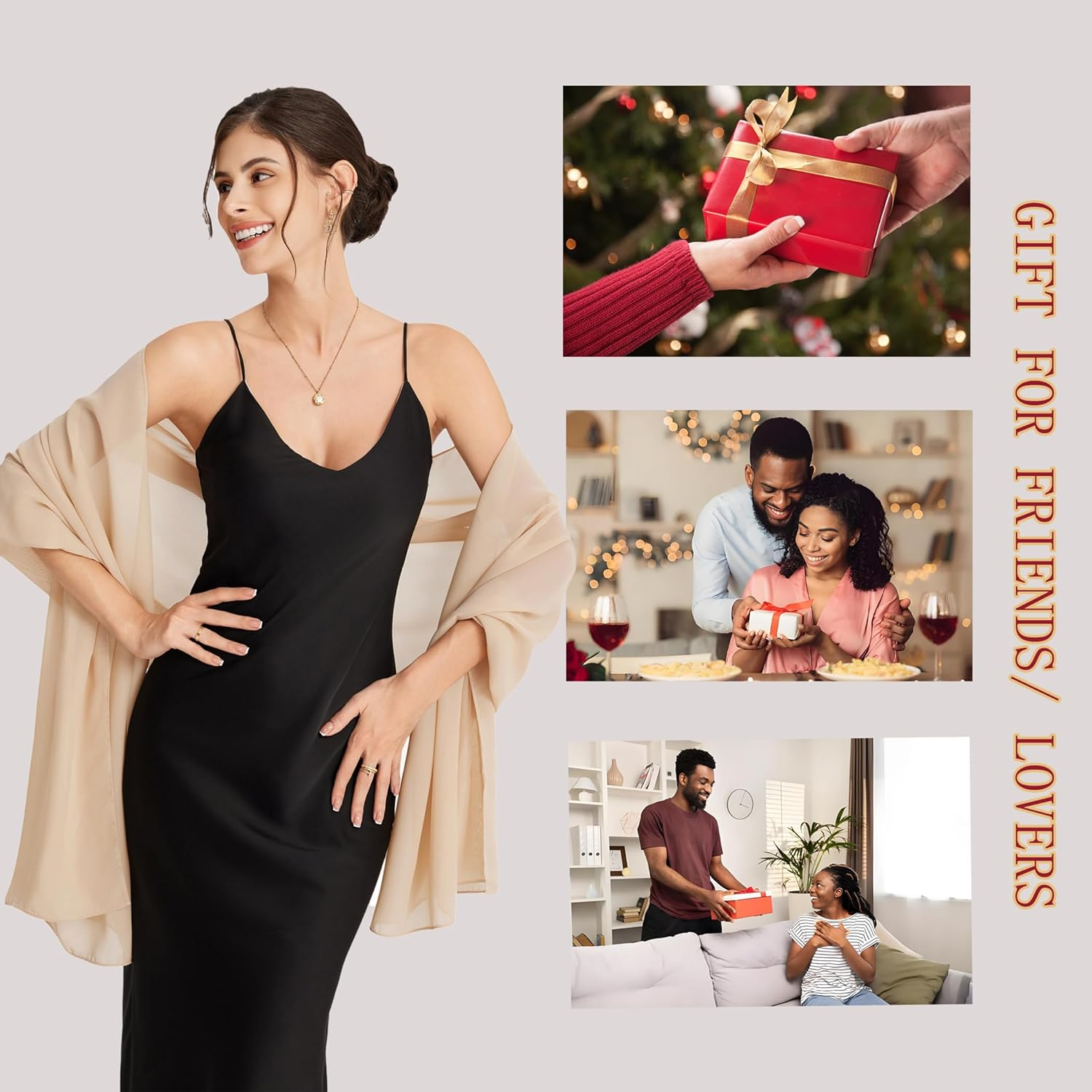 Pukguro Shawls and Wraps for Evening Dresses Sheer Chiffon Women Elegant Soft Silky Wraps Wedding Bridal Scarf image number 3