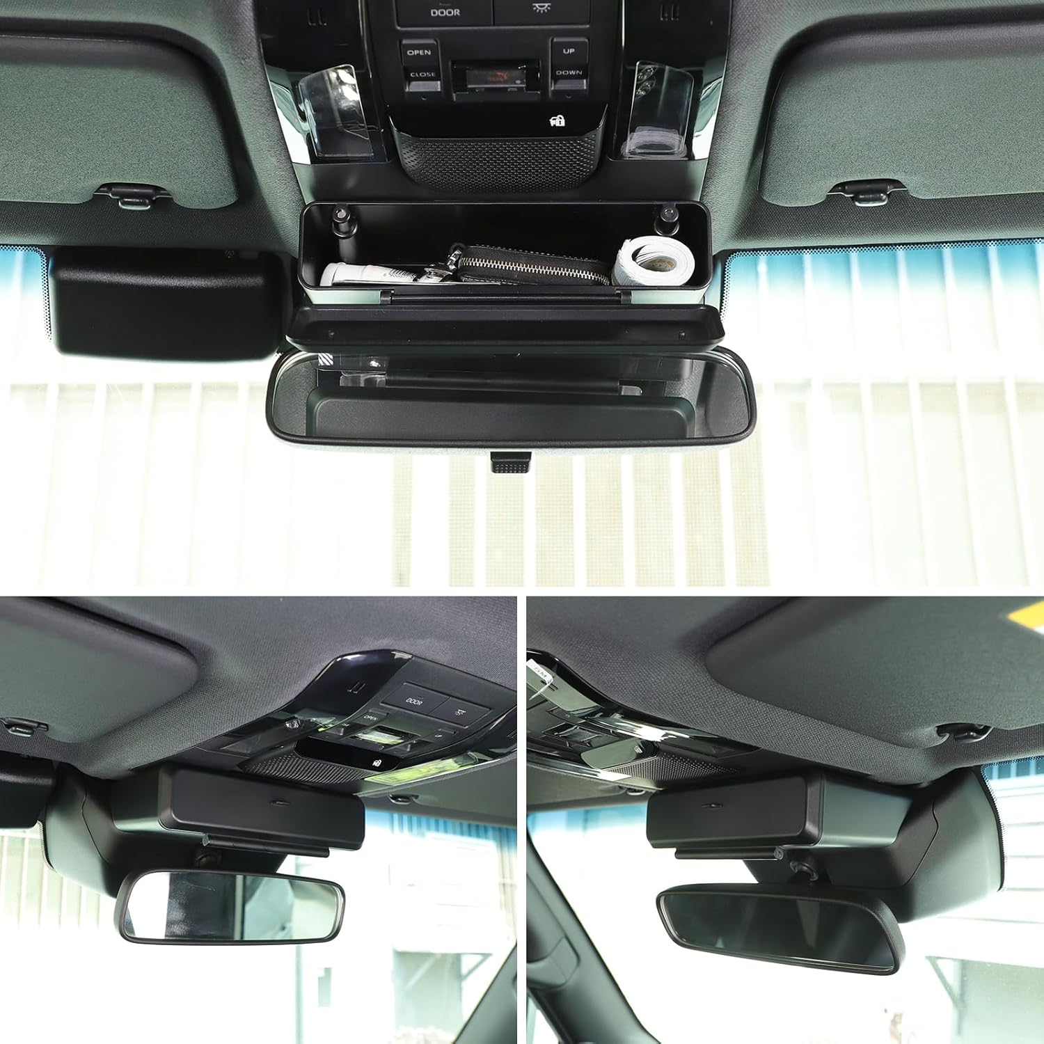Yinaniutos Rearview Mirror Base Storage Box for Toyota Land Cruiser Prado 250 2024-2025 Accessories | ABS Plastic Center Console Organizer Tray | 1PC Set image number 5