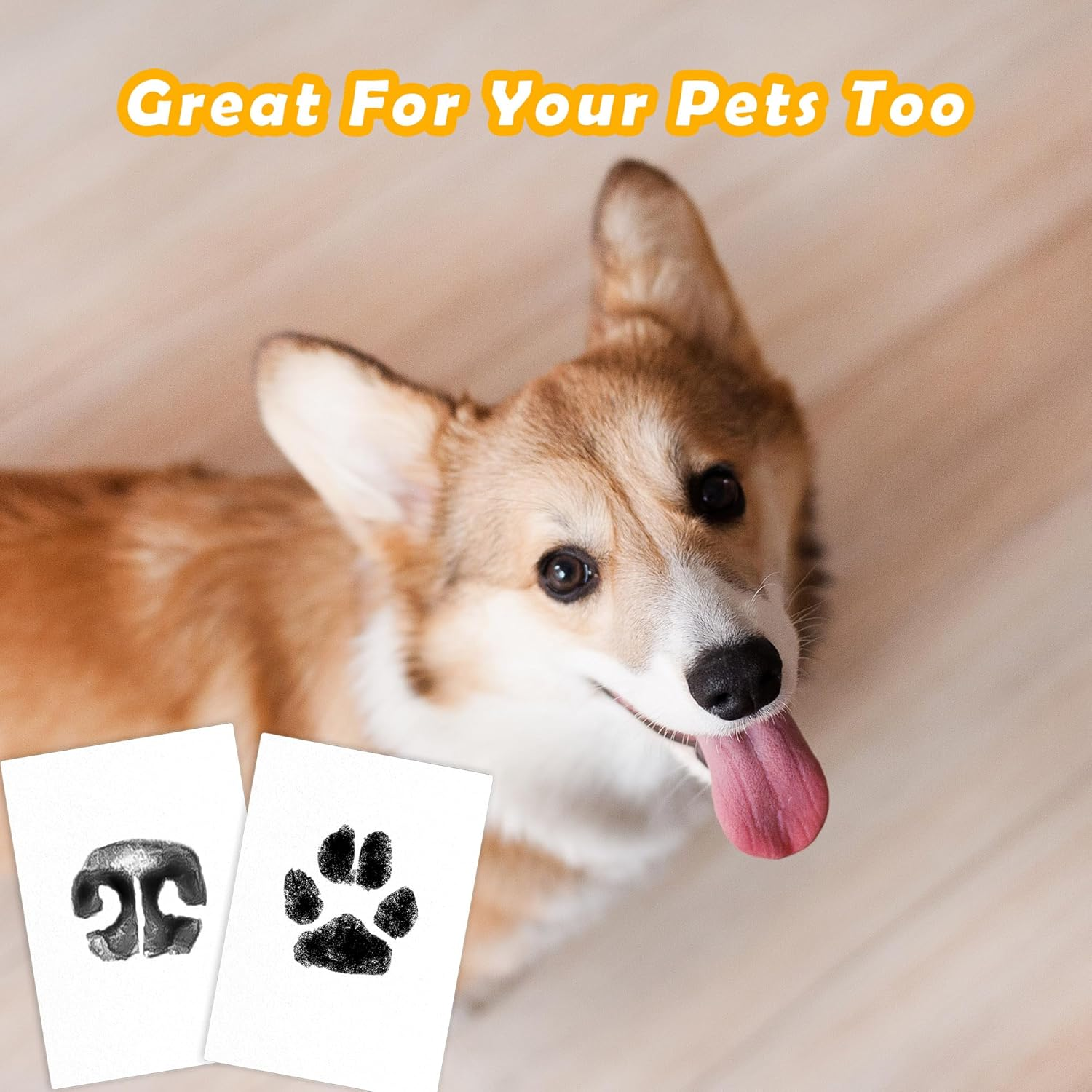 Mengni Baby Footprint Kit Hand Footprint Kit Dog Paw Print Kit Clean Touch Ink Pad Inkless Hand and Footprint Kit Handprint Kit Baby Registry Search with 4 Ink Pads and 8 Imprint Cards