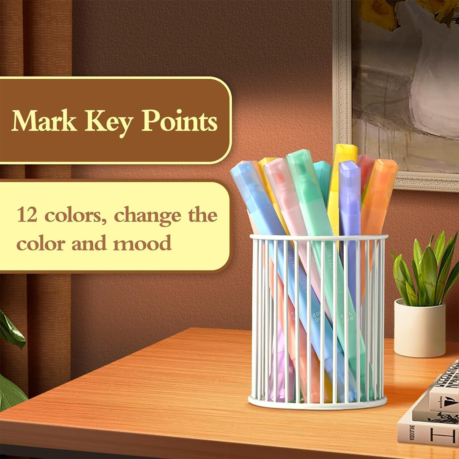 Aesthetic Cute Highlighters, 12Pcs Highlighters Assorted Colors Quick Dry Marking Pens Bible Highlighters and Pens