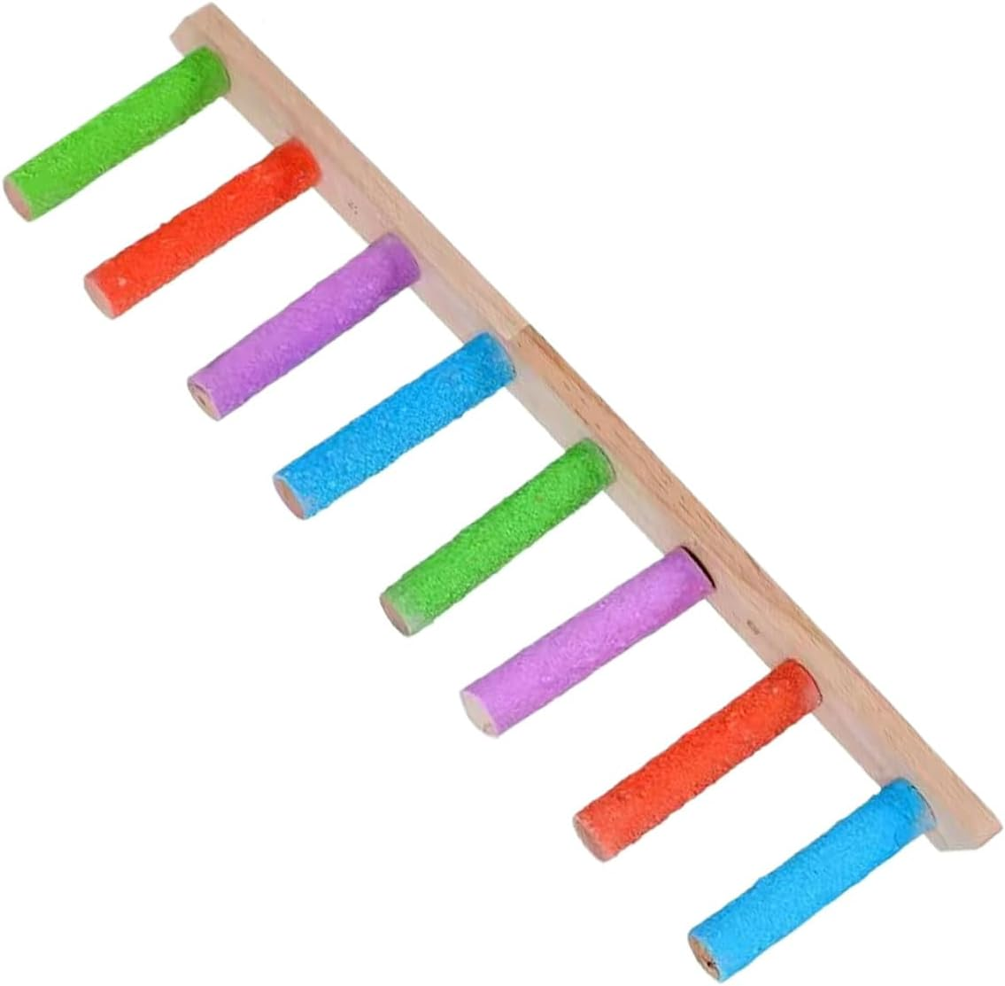 Bird Ladder - Wooden Swinging Bird Cage Ladder - Heavy Duty, Multifunctional Claw Sharpening Tools, Interactive Crate Accessories for Parakeet Conures Lovebird - Six Sections image number 3