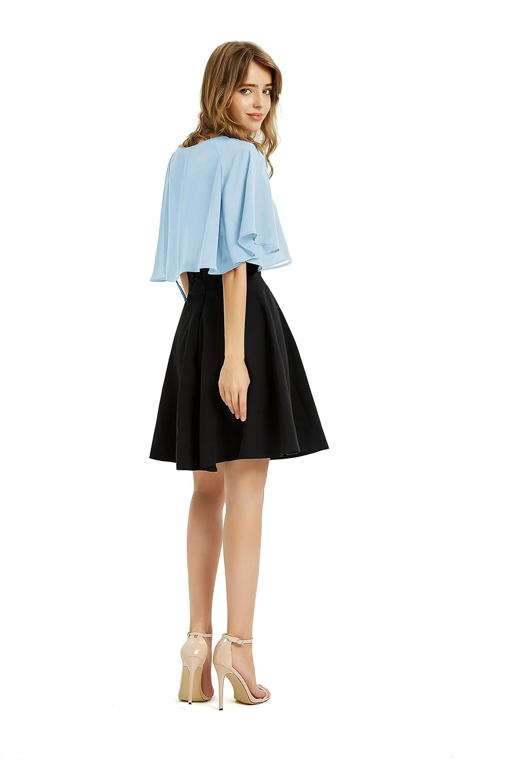 Soft Chiffon Shawl Wraps Shrug for Evening Wedding Women Accessories ( - Black image number 6