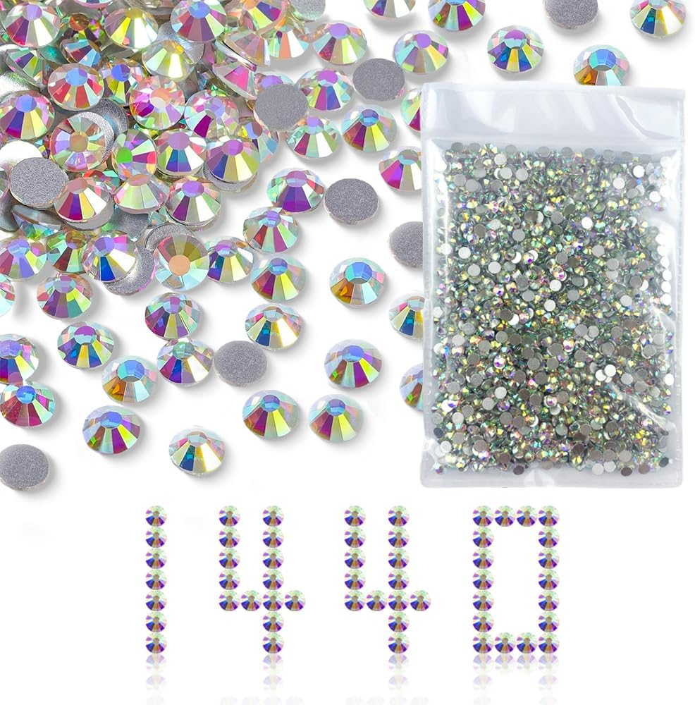 SS16 4Mm Rhinestones Nail Crystals AB Nail Art Rhinestones round Flatback Glass Gems Stones Beads for Nails Decoration Crafts Eye Makeup Clothes Shoes Vases Pack of 1440 Pieces image number 1