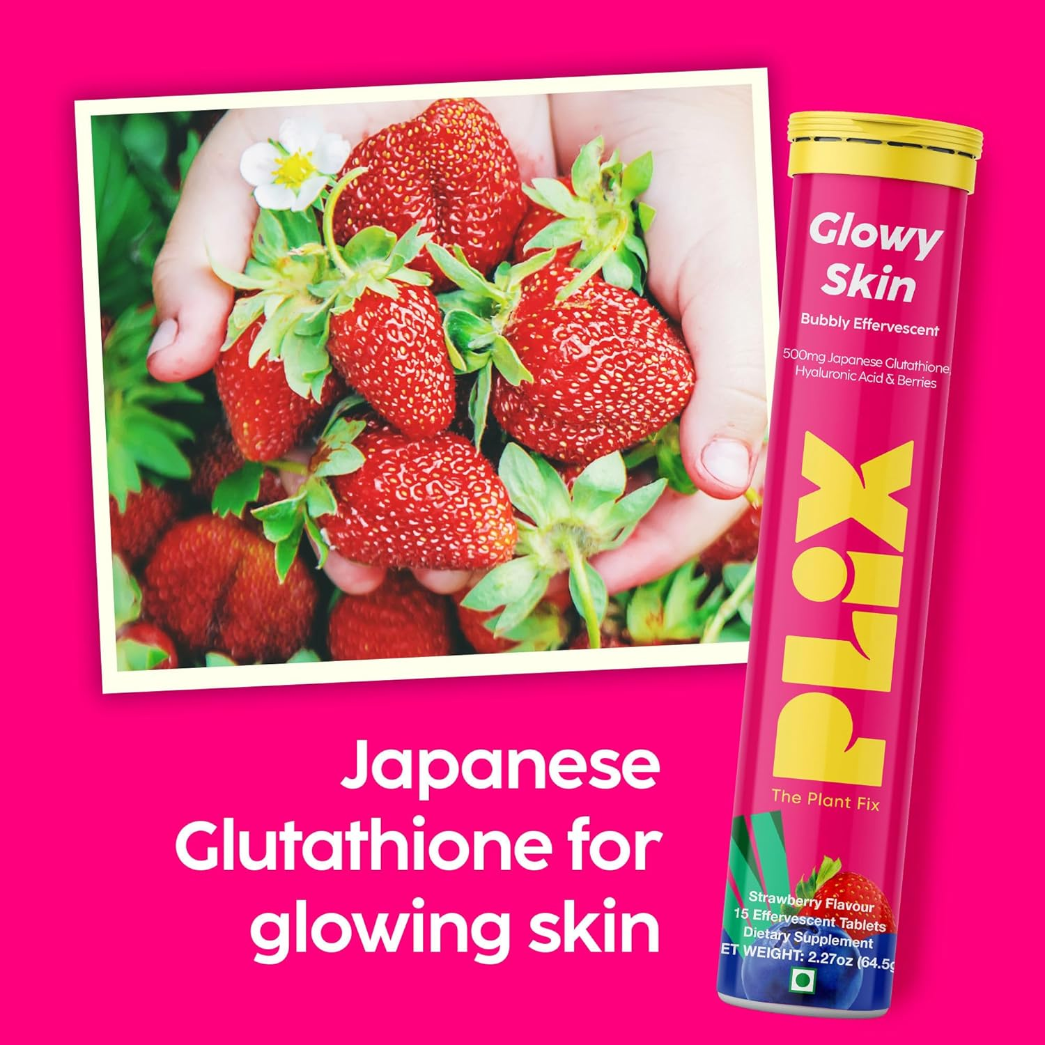PLIX Glutathione Skin Glow 90 Effervescent Tablets 500Mg for Clear and Youthful Skin | Reduces Pigmentation, Fades Dark Spots, Hydrates Skin | Pack of 6, Strawberry Flavour image number 5
