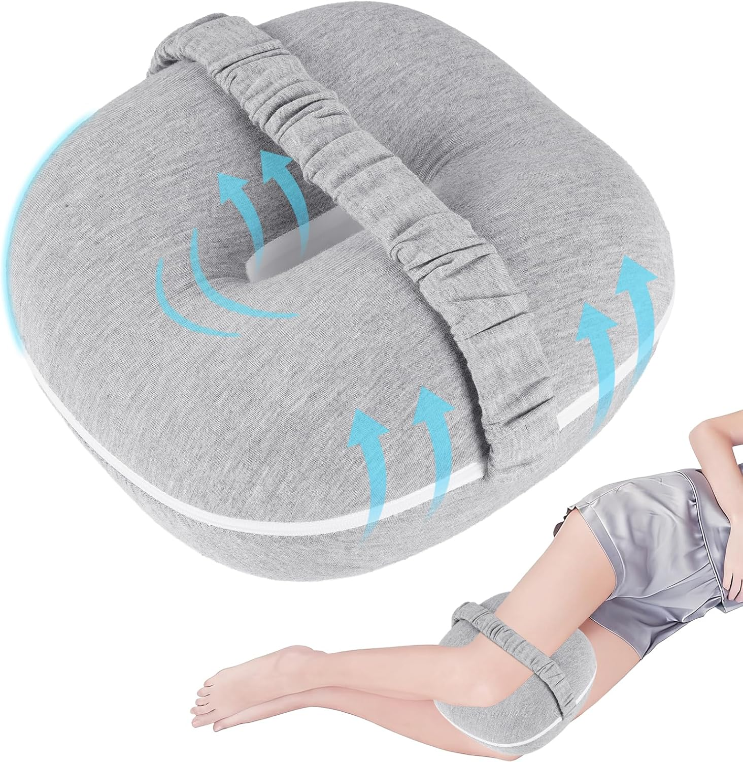 Knee Pillow, Leg Pillow for Side Sleepers, Memory Foam Leg Pillow with Adjustable Strap & Removable Cover, Leg Elevation Pillow for Spine Alignment, Sciatica Reduce Pressure image number 2