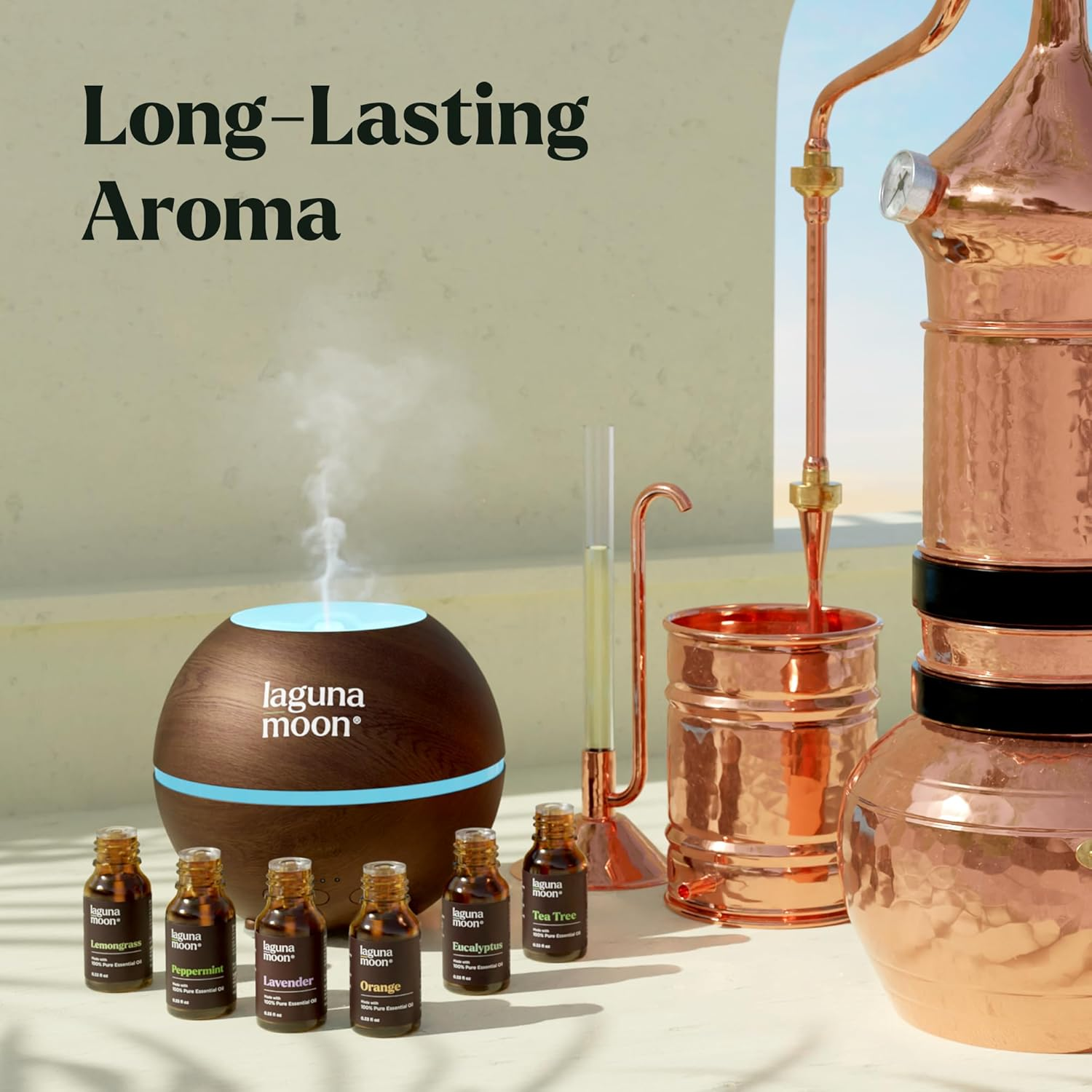 Lagunamoon Essential Oils Gift Set,Top 6 Aromatherapy Oils Orange Lavender Tea Tree Peppermint Eucalyptus Lemongrass