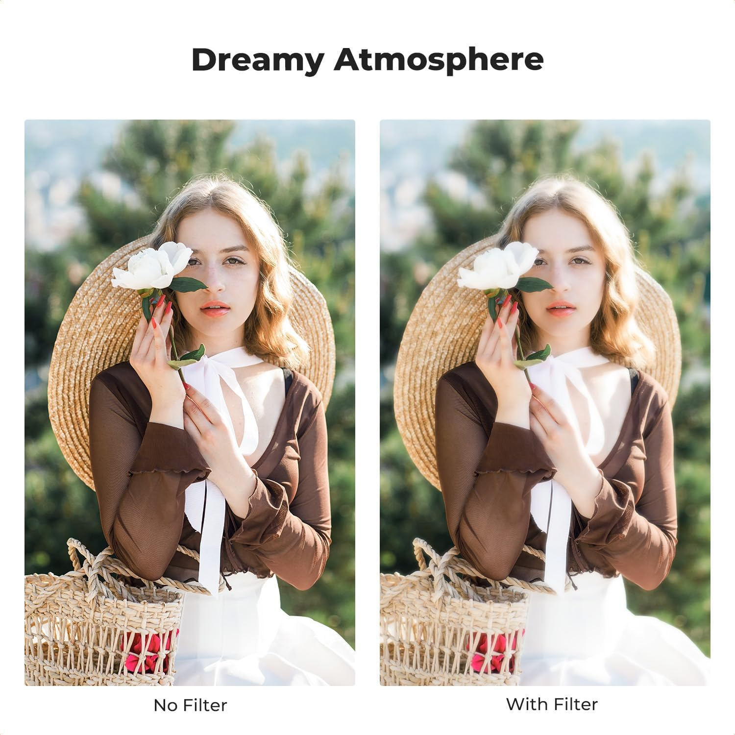 K&F CONCEPT Black Diffusion 1/4 Filter Compatible with Fujifilm X100 Series, Mist Soft Glow Diffuser Lens Filter Compatible with Fuji X100F X100S X100T X100V X100VI, Black Frame (Nano-X Series)