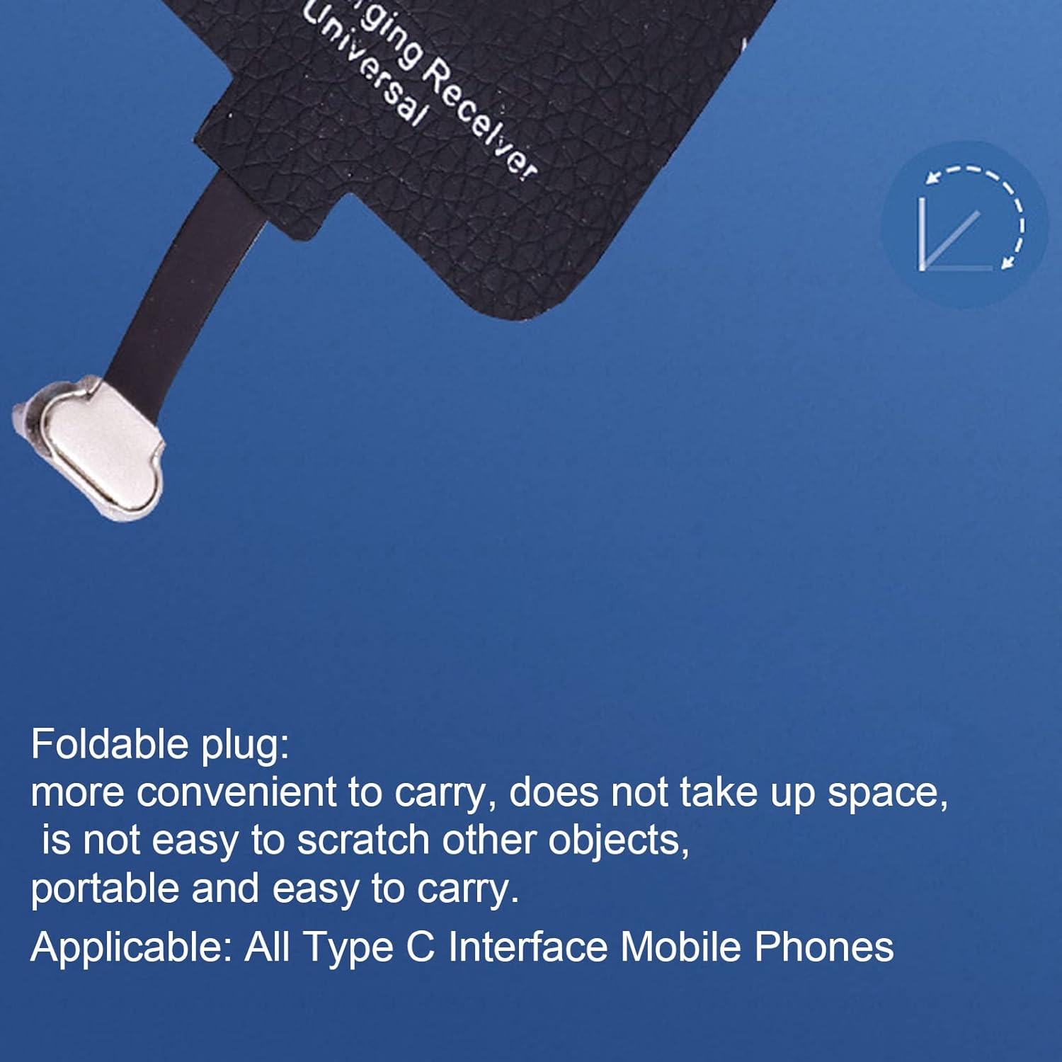 Type C Wireless Charging Receiver, 10W Wireless Charger Adapter with Foldable Plug, Interface Guard, for USB C Phones, Plug and Play image number 4